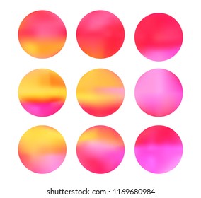 Colorful circle gradient set with modern abstract backgrounds. Rainbow fluid covers for calendar, brochure, invitation, cards. Template with round gradient set for screens and mobile app.