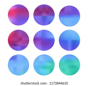 Colorful circle gradient set with modern abstract backgrounds. Rainbow fluid covers for calendar, brochure, invitation, cards. Template with round gradient set for screens and mobile app.