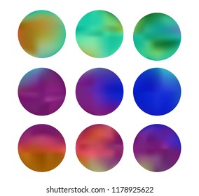 Colorful circle gradient set with modern abstract backgrounds. Colorful fluid covers for calendar, brochure, invitation, cards. Template with round gradient set for screens and mobile app.