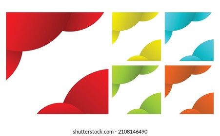 Colorful Circle Gradient Template Banner Set. Red, Blue Yellow, Green, Orange Square Background. Vector Illustration.