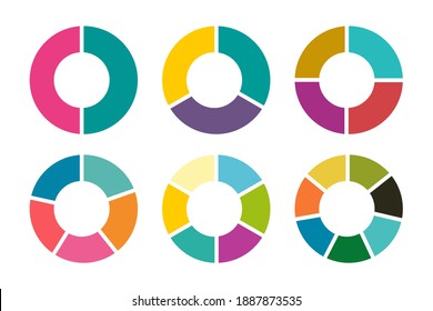 Colorful Circle graph icon set isolate on white background.