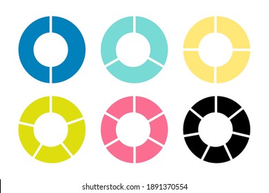 El icono del gráfico de círculo colorido establece el aislamiento en el fondo blanco.