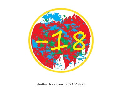 Colorful Circle Graphic with "−18" - Powered by Shutterstock - Get 15% off with code: PIKWIZARD15