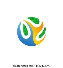colorful circle green leaf logo