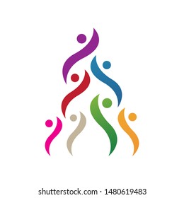 colorful circle group of people togetherness unity logo design vector symbol Illustration