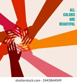 Colorful circle of hands. Together, community concept design. Vector illustration