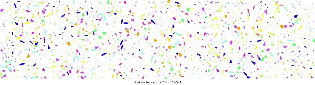 Colorful Circle Happy Vector White Panoramic Background. Acid Celebrate Grain Illustration. Trendy Dust Invitation Design. Saturated Dot Carnaval Card.