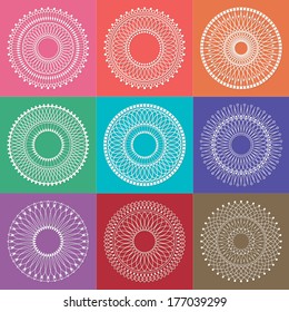 Colorful Circle Indian Pattern Vector ,ornament set