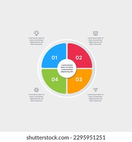 Colorful circle infographic design element with description for stock illustration