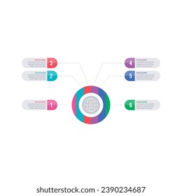 colorful circle infographic template. business, education, annual report, internet, magazine infographic template. six options infographic template