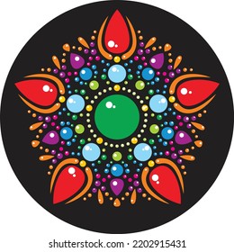 Colorful circle into star pattern
