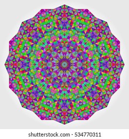 Colorful Circle Kaleidoscope Backdrop. Mosaic Abstract Flower of Geometric Shapes