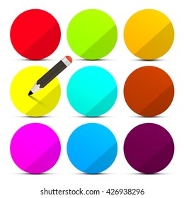 Colorful Circle Labels Set. Design Element Empty Vector Tags - Icons.