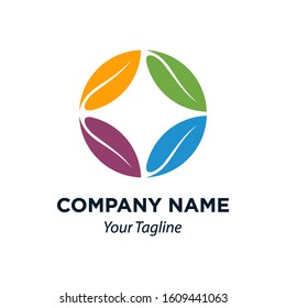 Colorful Circle Leaf Icon Vector Logo Template, EPS 10.