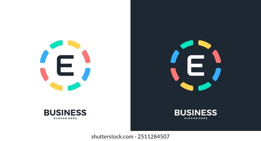 Colorful circle with letter E logo icon vector. Modern initial technology logo design template.