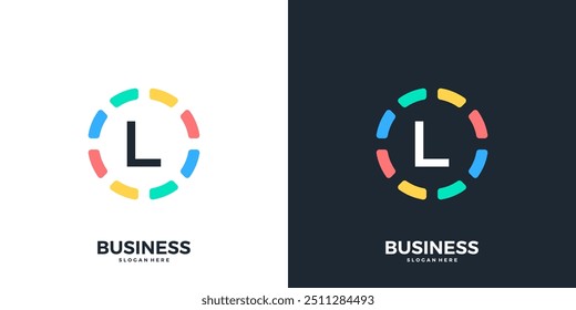Colorful circle with letter L logo icon vector. Modern initial technology logo design template.