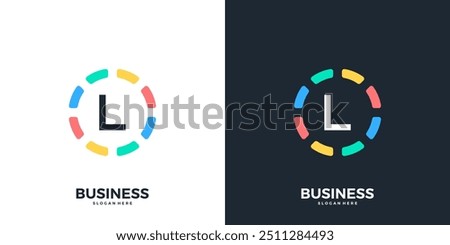 Colorful circle with letter L logo icon vector. Modern initial technology logo design template.