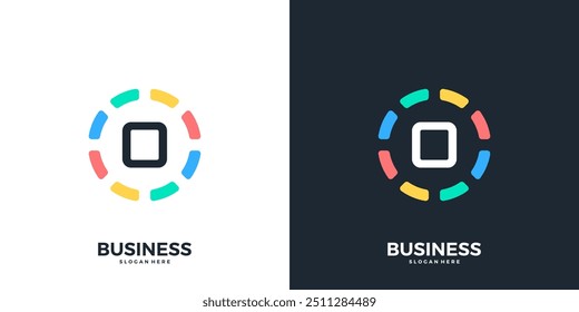 Colorful circle with letter O logo icon vector. Modern initial technology logo design template.