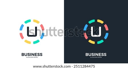 Colorful circle with letter U logo icon vector. Modern initial technology logo design template.