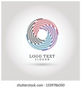Colorful Circle Lines Logo. Symbol & Icon Vector Template.