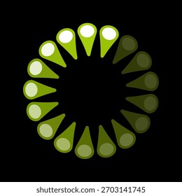 Farbiges Kreis-Ladeprogramm-Symbol. Symbol für das erneute Laden, Aktualisieren, Laden, Recyceln und Wiederholen. Interkonnektives rundes Pfeilvektorsymbol