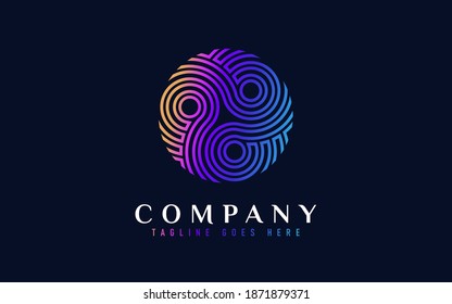 Colorful Circle Logo Design with Abstract Lines Shapes Inside. Usable For Business, Community, Industrial, Foundation, Services Company. Flat Vector Logo Design Illustration.