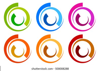 Colorful Circle Logo, Icon Templates. Concentric Segmented Circles