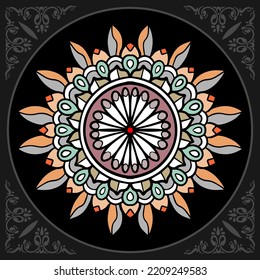 Colorful Circle mandala arts isolated on black background.