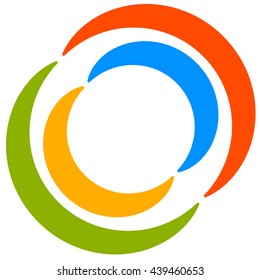 Colorful circle motif with two-part circles. Generic circular icon. Vector illustration.