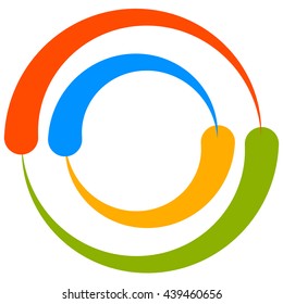 Colorful circle motif with two-part circles. Generic circular icon. Vector illustration.