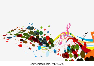 colorful circle with music note illustration.
