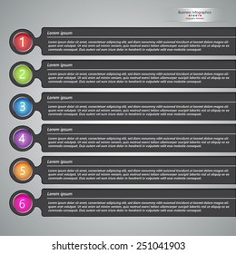 Colorful Circle With Number and Information Text, Modern Template Design,  Financial and Business Infographic, Timeline/Workflow/Element Layout Design.  Vector Illustration