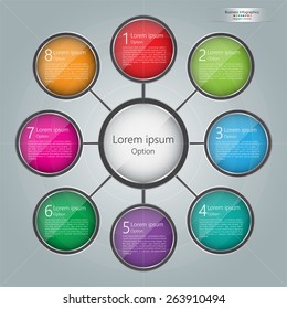 Colorful Circle With Number and Information Text, Modern Template Design, Financial and Business Infographic, Workflow/Element Layout Design.  Vector Illustration
