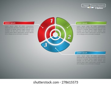Colorful Circle With Number and Information Text, 3 Options, Modern Template Design, Financial and Business Info graphic, Workflow/Element Layout Design. Vector Illustration