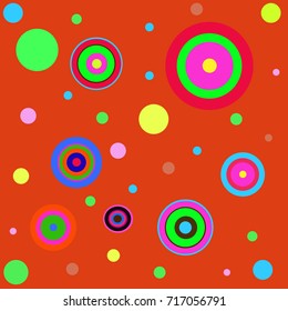 Colorful circle with orange background.