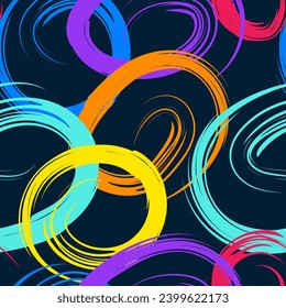 Pincel de círculo colorido con fondo de patrón ininterrumpido. 