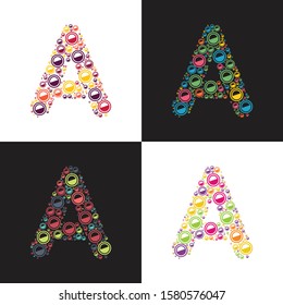 colorful circle pattern A alphabet vector template. A logo design.