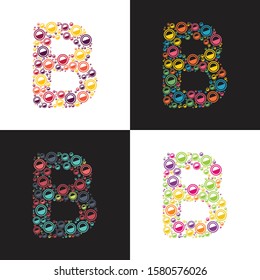 colorful circle pattern B alphabet vector template. B logo design.