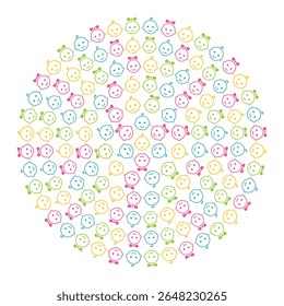 Colorful Circle Pattern with Baby Faces  