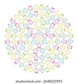 Patrón de círculo colorido con caras de bebé