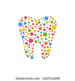 colorful circle pattern tooth design - dental logo vector