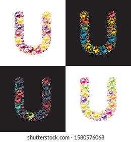 colorful circle pattern U alphabet vector template. U logo design.