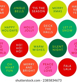 Colorful circle pattern with words design for christmas and new year background.