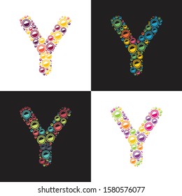 colorful circle pattern Y alphabet vector template. Y logo design.
