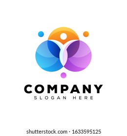 Colorful Circle People Logo, Business Success Logo, Abstract Circle Logo Vector Template