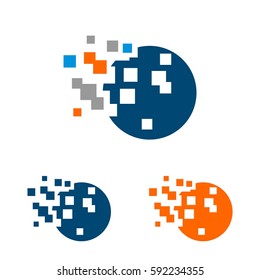 Colorful Circle Pixel Spread Logo Template Illustration Design. Vector EPS 10.