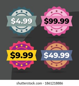 Colorful circle price tag. Great vectors for online stores, social media, gifts, sales promotions, product marketing, discount coupons, apps, labels etc.