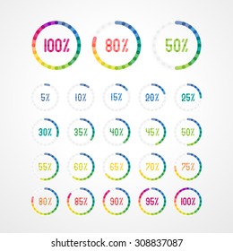 Colorful circle progress indicators set.vector illustration
