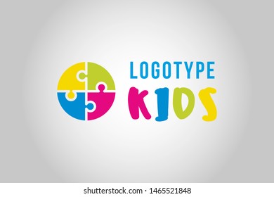 Colorful circle puzzle vector logotype