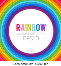 Colorful Circle Rainbow Background. Happy Space with Confetti. Vector illustration